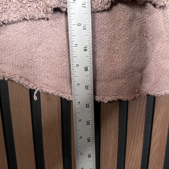 Free People Top Small Womens Pink Terry Fleece High Low Round Neck Fuzzy Sherpa - Picture 5 of 7